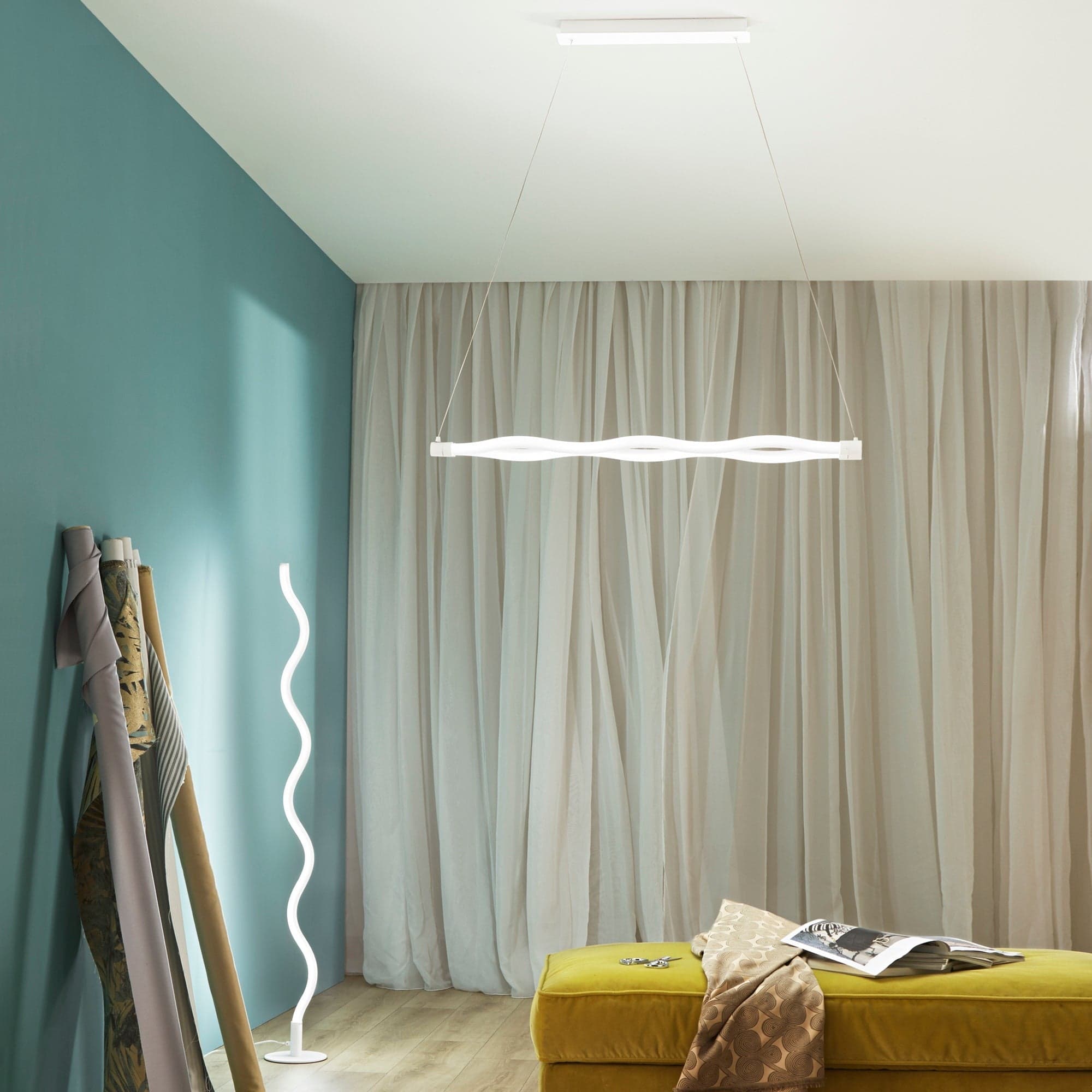 Lampadario a sospensione Struttura in metallo con diffusore in acrilico Led 40W 150X102X15CM