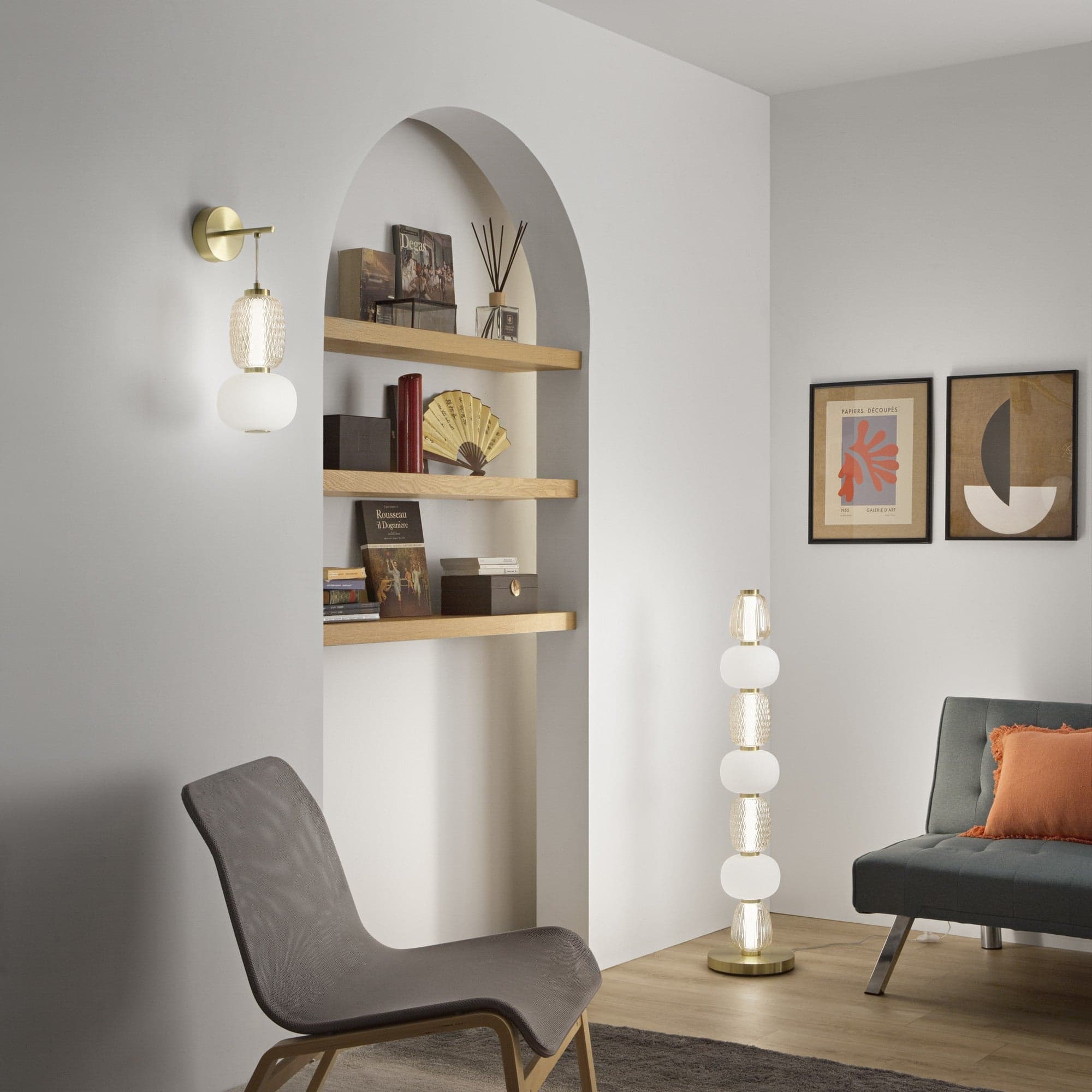 Applique Oro 2 vetri trasparente con diffusore opale Led Integrato 55X32X14CM in Applique Led Mall Home - Napoli, commercioVirtuoso.it