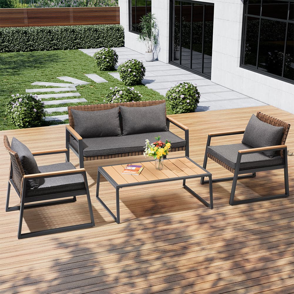 Set Salotto da Giardino Salottino Poltrone e Tavolo da Esterno e Cuscini Grigio in Divanetti Esplodia - Napoli, commercioVirtuoso.it