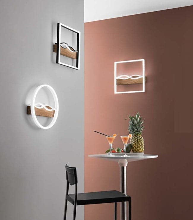 Plafoniera in metallo e base Effetto Legno Nero cct 40X40X6,3 CM in Plafoniere Led Mall Home - Napoli, commercioVirtuoso.it