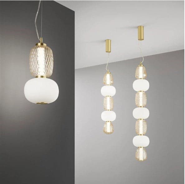 Lampadario Oro vetro trasparente diffusore opale Led Integrato in Lampadari Led Mall Home - Napoli, commercioVirtuoso.it