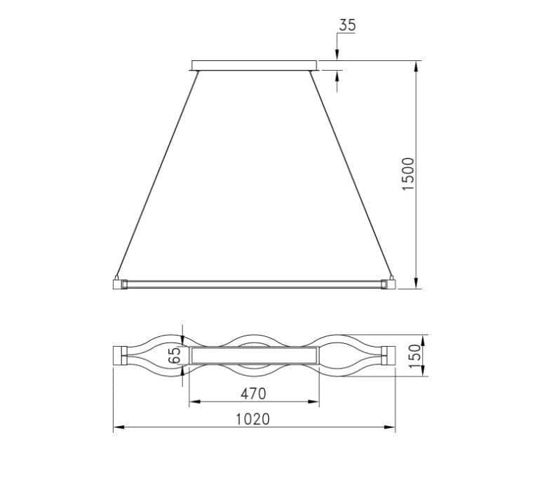 Lampadario a sospensione Struttura in metallo con diffusore in acrilico Led 40W 150X102X15CM in Lampade a sospensione Led Mall Home - Napoli, commercioVirtuoso.it