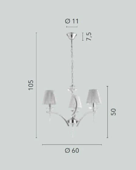 Lampadario a sospensione 3xE14 105X60X50 CM in Lampade a sospensione Led Mall Home - Napoli, commercioVirtuoso.it