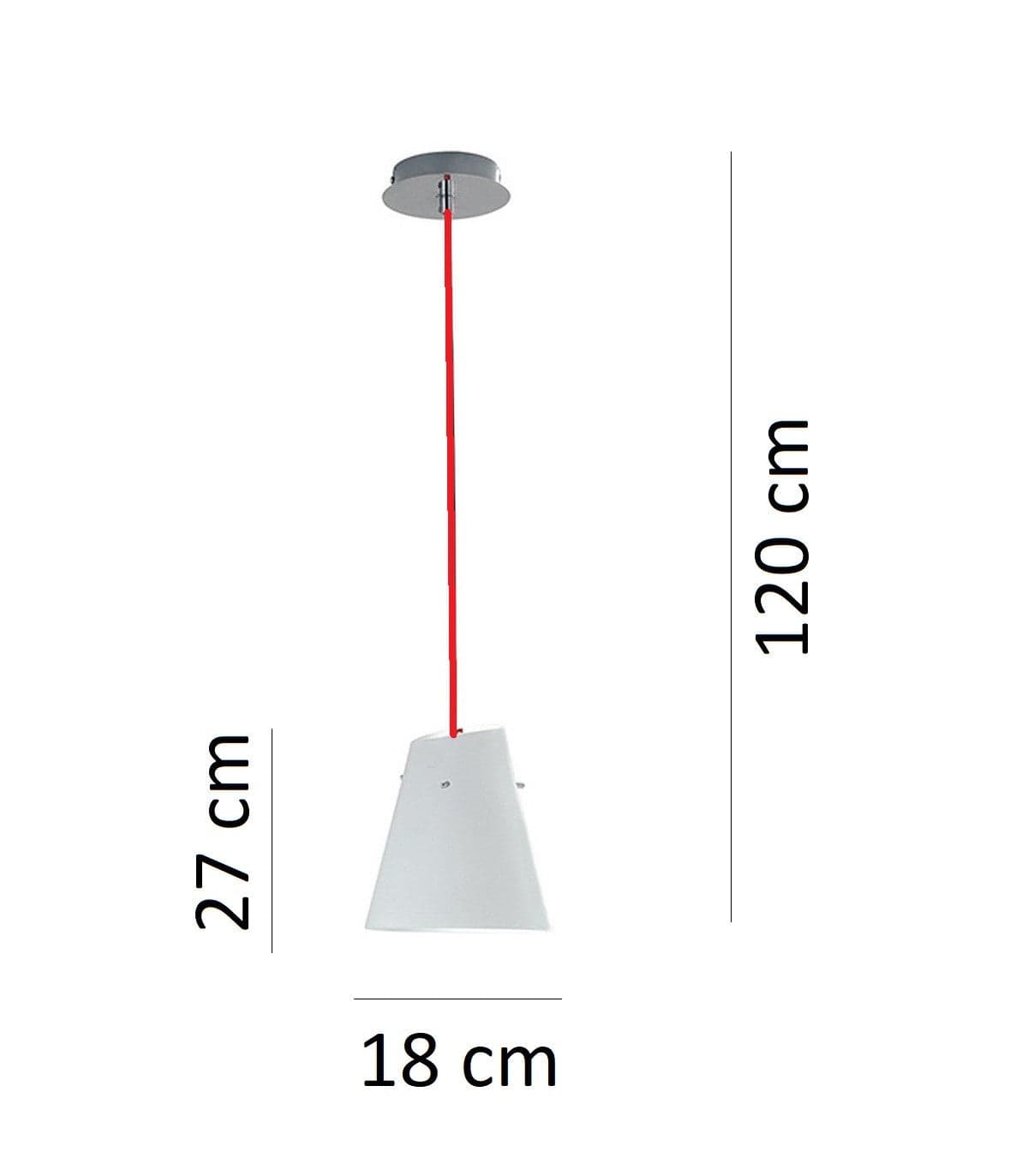 Lampadario a sospensione con cavo in tessuto rosso 1XE27 120X18X27CM in Lampade a sospensione Led Mall Home - Napoli, commercioVirtuoso.it