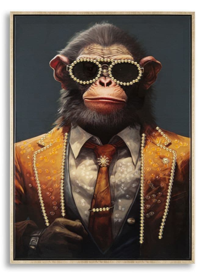 DIPINTO SU TELA LACCATO MONKY C/CORNICE CM 52,5X2,8X72,5 in Poster e stampe Led Mall Home - Napoli, commercioVirtuoso.it