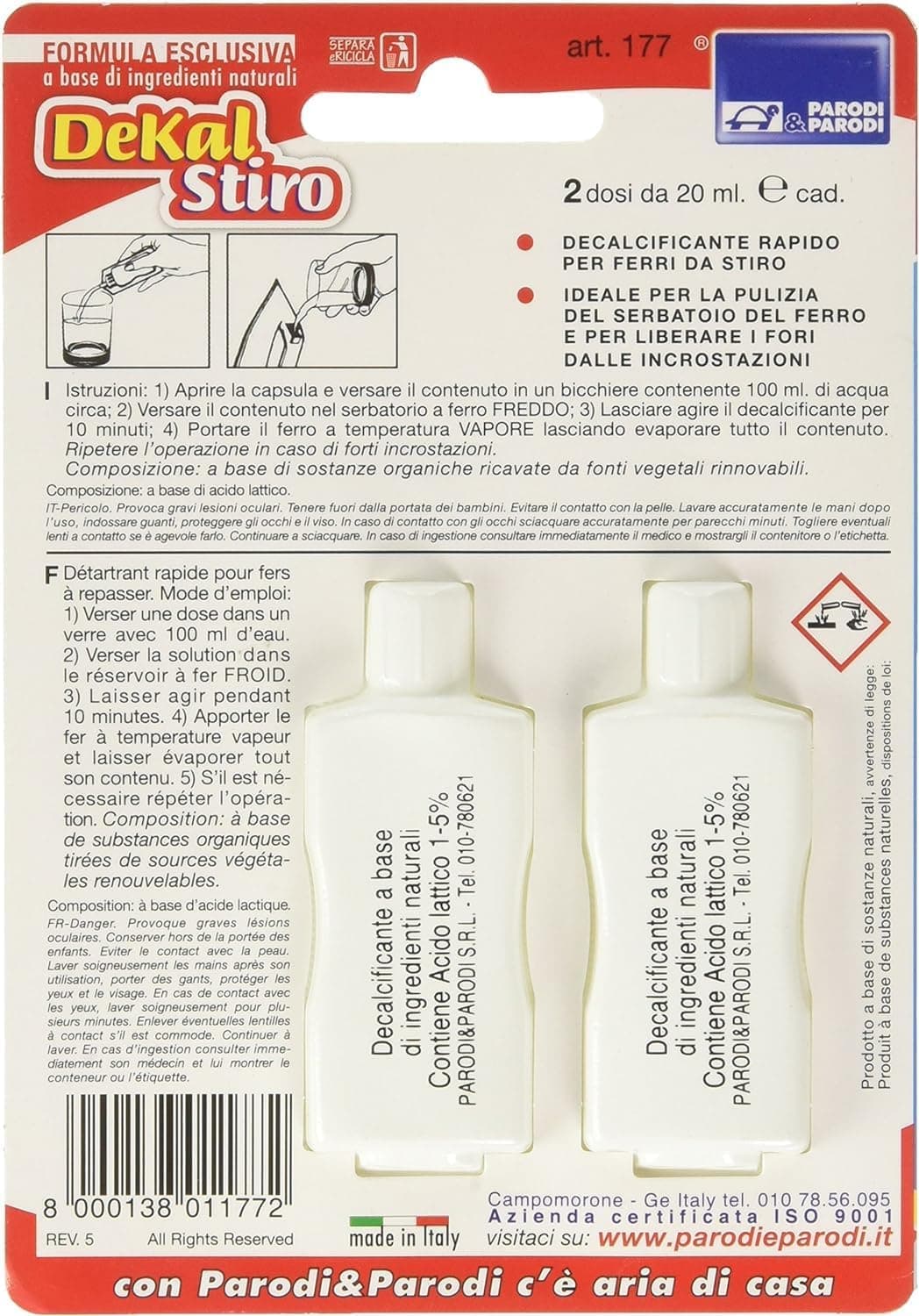 Dekal Decalcificante Ferro da stiro 2pz da 20ml Elimina il Calcare Velocemente in Detergenti multiuso Danyx - Casoria, commercioVirtuoso.it