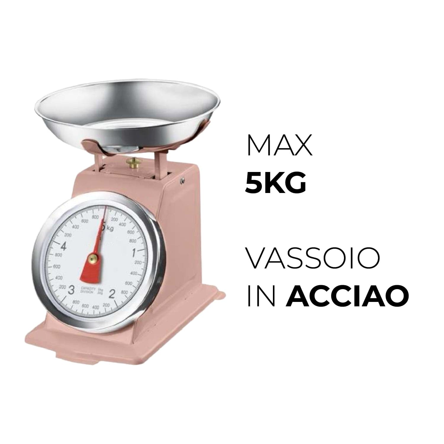Bilancia da Cucina in metallo Shabby Rosa Max 5 Kg Analogica Vassoio in Acciaio in Bilance Danyx - Casoria, commercioVirtuoso.it