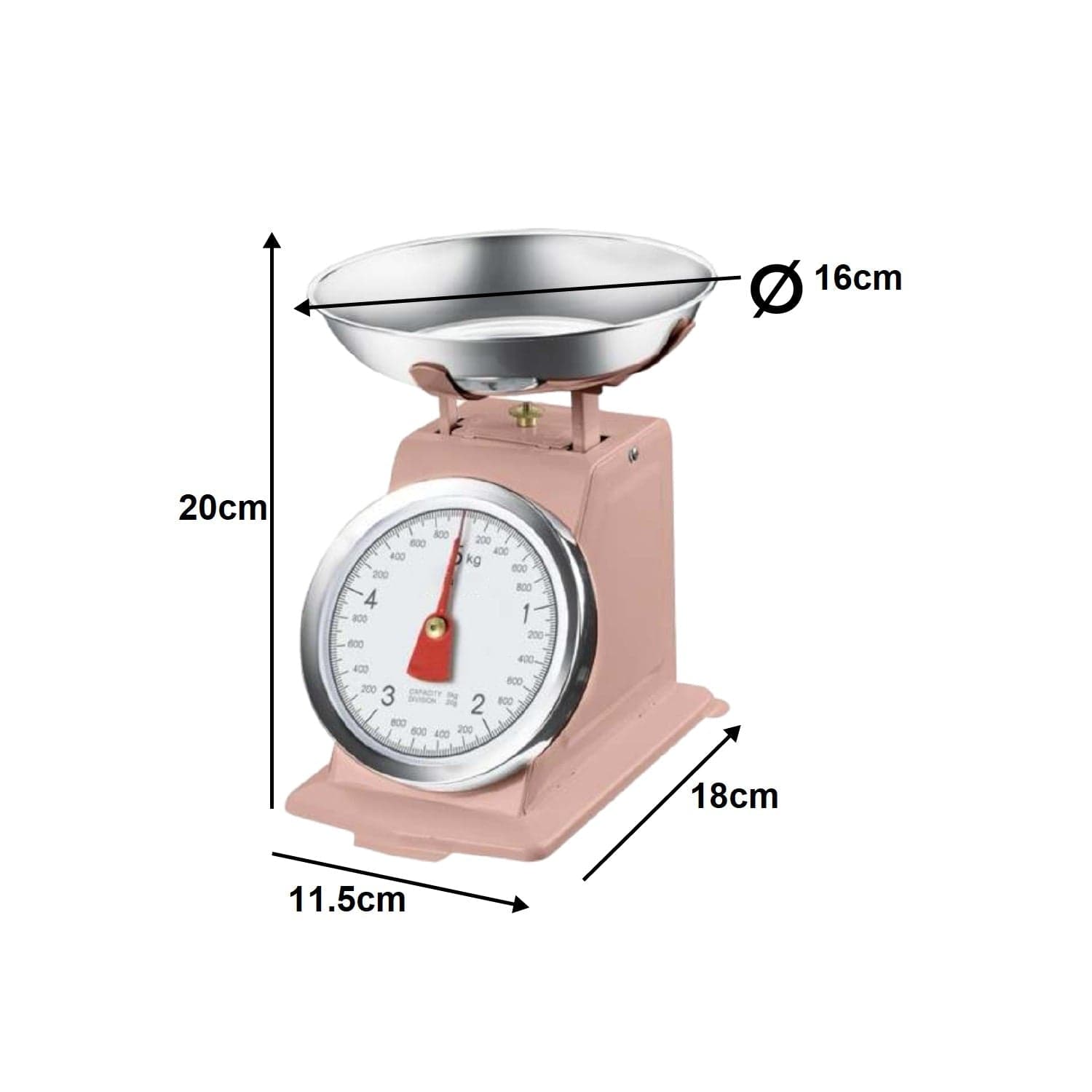 Bilancia da Cucina in metallo Shabby Rosa Max 5 Kg Analogica Vassoio in Acciaio in Bilance Danyx - Casoria, commercioVirtuoso.it