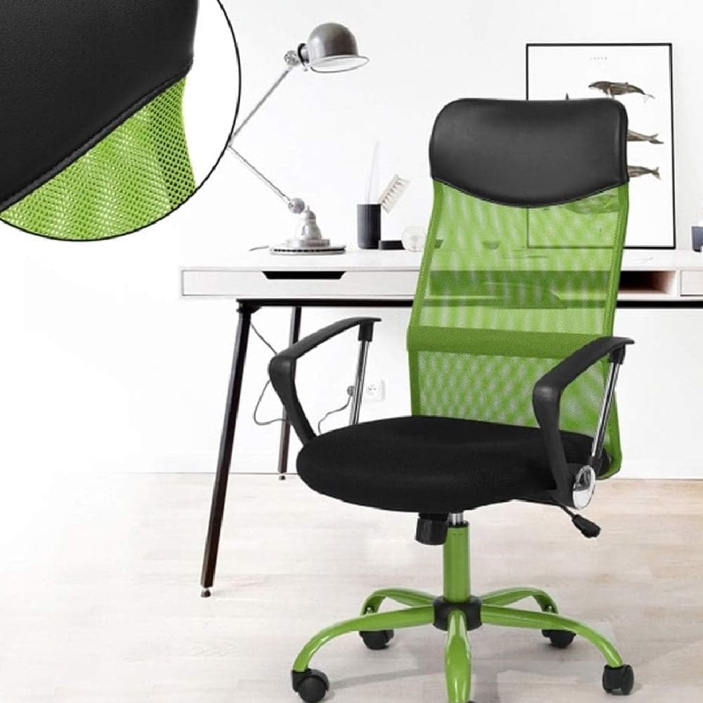 Sedia Poltrona da Ufficio Base 5 Ruote con Regolazione Traspirante Schienale Alto Nero Verde in Sedie da scrivania Danyx - Casoria, commercioVirtuoso.it