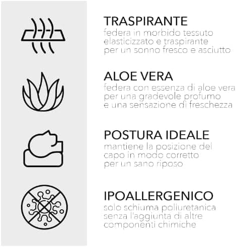 Coppia Cuscino Sfoderabile Aloe Vera e Memory 70x40 H 15cm con Sacca da Viaggio in Cuscini da lettura Danyx - Casoria, commercioVirtuoso.it