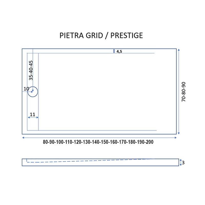 Piatto doccia in marmo resina Marrone pietra cemento GRID in Box doccia Mondialshop - Parabiago, commercioVirtuoso.it