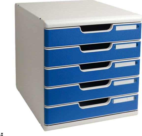 Cassettiera Modulo A4 5 Cassetti Grigio/Blu Exacompta