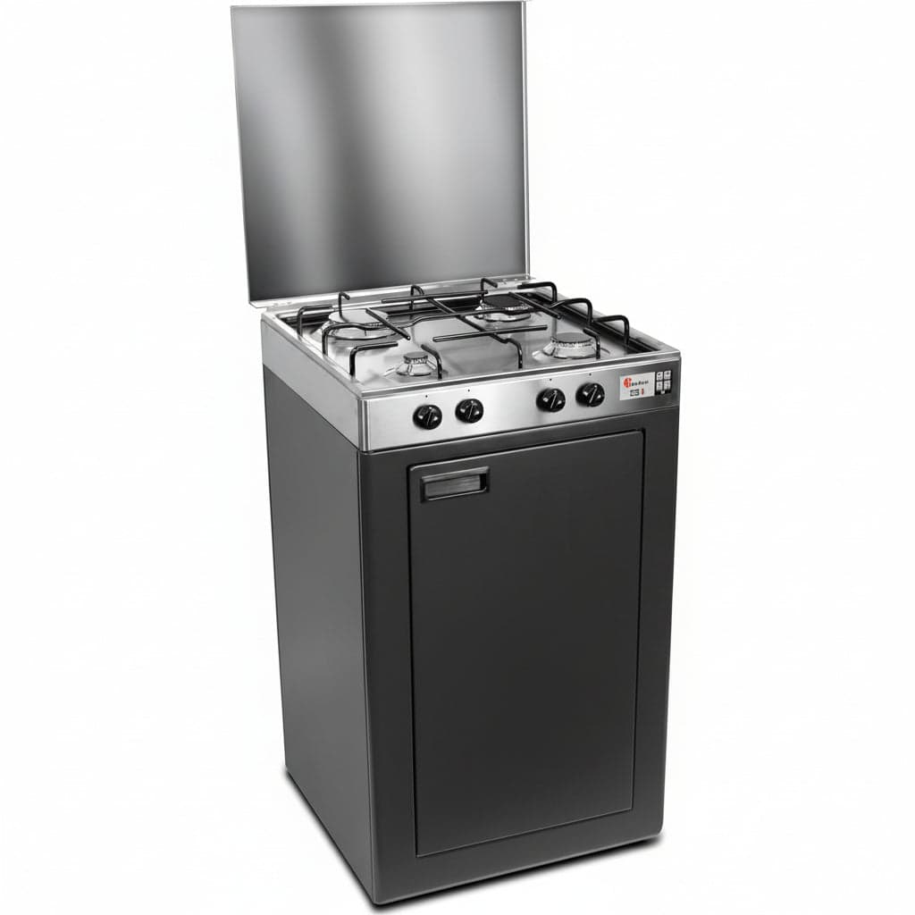 CFParker Fornello Cucina a Gas Gpl / Metano con Valvola di Sicurezza 4 Fuochi Acciaio Inox con Mobile Portabombola Grigio Grafite mod. 541ACCGPS
