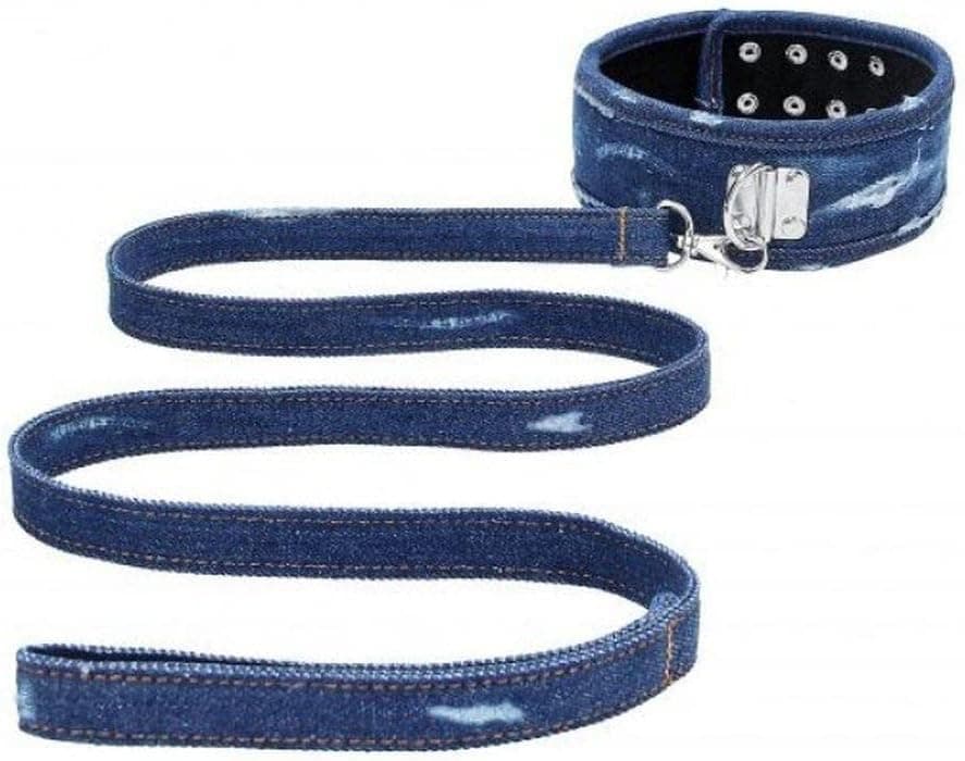 Collare con guinzaglio Denim blu Ouch! Bondage Fetish role play in prodotto Erosdom - Palmi, commercioVirtuoso.it