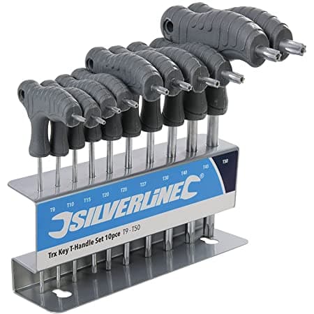 Set di chiavi Silverline esagonali TRX  con manico a T 10 pz da T9 - T50