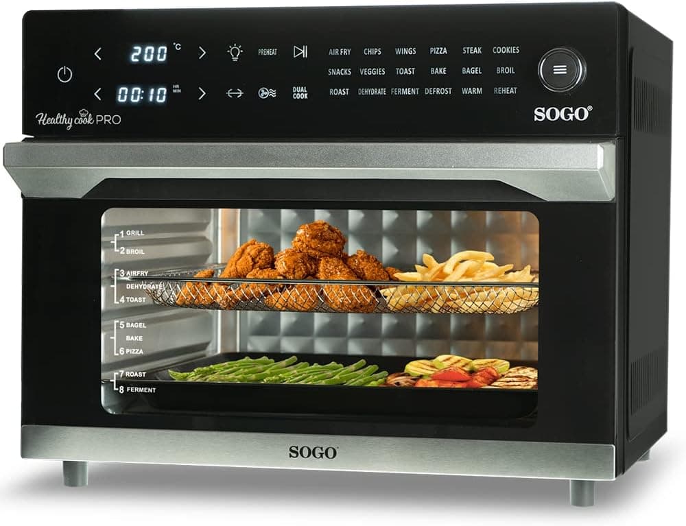 SOGO Friggitrice + forno + disidratatore + grill  30L / 1800W / timer 12h / touch control + ricettario in Friggitrici SellUp - Bassano del Grappa, commercioVirtuoso.it