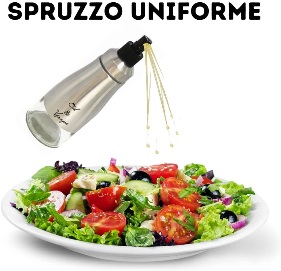 Oliera ed Acetiera Spray in Vetro con Ugello in Acciaio Inox 300 ml in Dosatori ed erogatori per condimenti La Zappa - Altamura, commercioVirtuoso.it