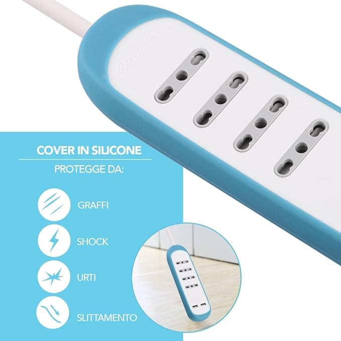 ELECTRALINE - GUMMY MULTIPRESA 4P 2USB 2.1A COVER SILI in Multiprese Stockdoc - Terni, commercioVirtuoso.it
