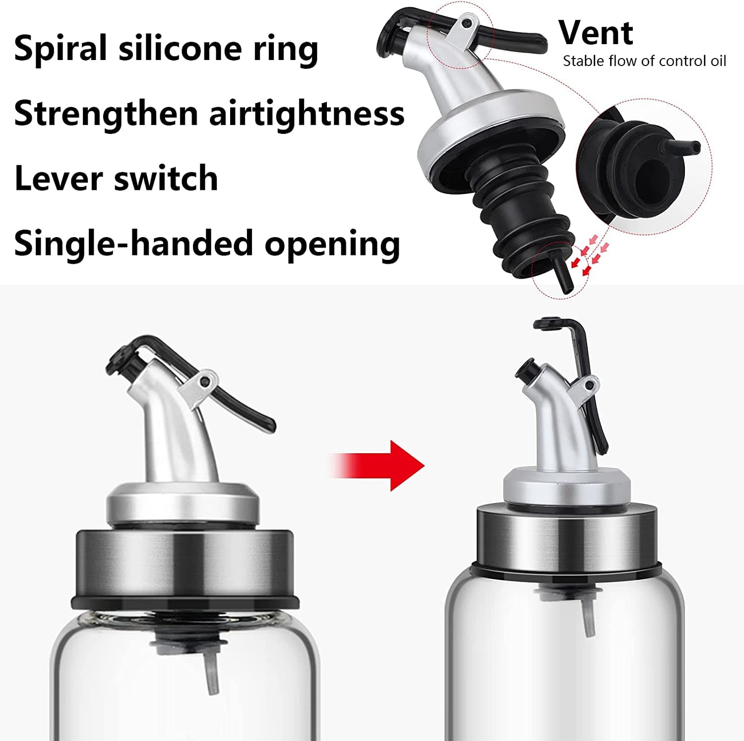 Oliera Graduata in Vetro trasparente con ugello antigoccia in Acciaio Inox 200 ml in Barattoli e contenitori La Zappa - Altamura, commercioVirtuoso.it