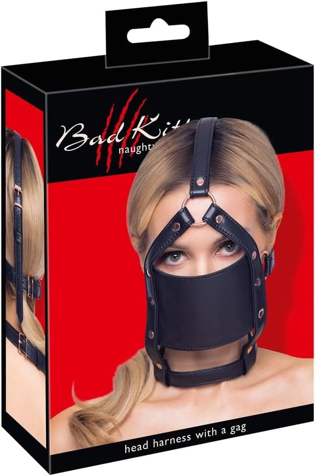 Bavaglio in pelle PU con gag nero Bad Kitty Bondage Fetish BDSM S/L regolabile in prodotto Erosdom - Palmi, commercioVirtuoso.it
