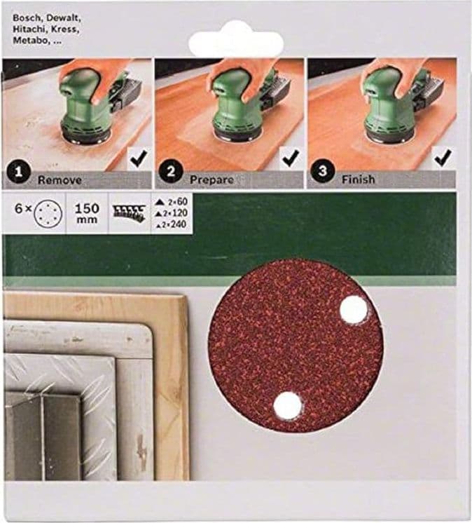 BOSCH - 2609256A35 FOGLI ABRASIVI 6PZ D.150 GRANA 2x60 2x120 2x240 6 FORI in Nastri Stockdoc - Terni, commercioVirtuoso.it