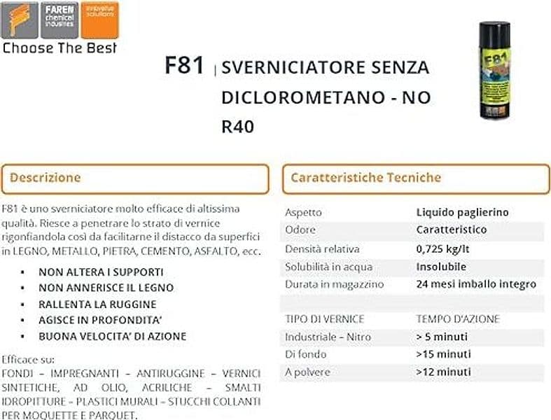 FAREN - F81 SVERNICIATORE SPRAY 400ML in Svernicianti e solventi Stockdoc - Terni, commercioVirtuoso.it