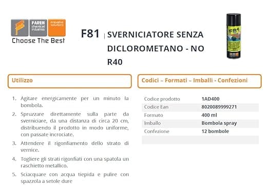 FAREN - F81 SVERNICIATORE SPRAY 400ML in Svernicianti e solventi Stockdoc - Terni, commercioVirtuoso.it