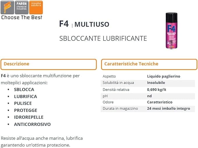 FAREN - F4 LUBRIFICANTE MULTIUSO SPR. in Lubrificanti Stockdoc - Terni, commercioVirtuoso.it