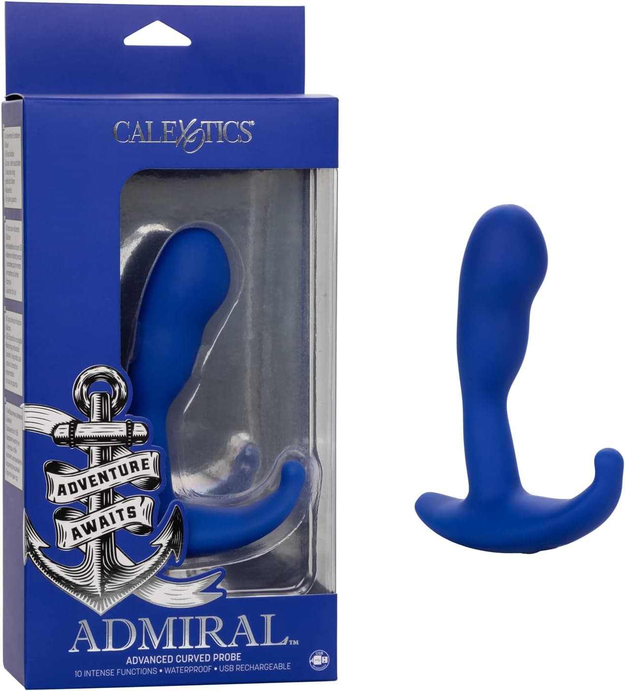 Plug Anale Admiral Large sonda curva ergonomica vibrazioni 10 x USB 10 cm in prodotto Erosdom - Palmi, commercioVirtuoso.it