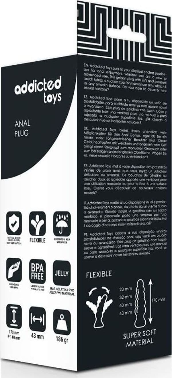 Plug anale progressivo XL super morbido 17 cm con base nero Addicted toys in prodotto Erosdom - Palmi, commercioVirtuoso.it