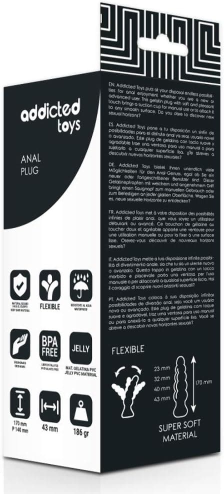 Plug anale progressivo XL super morbido 17 cm con base nero Addicted toys in prodotto Erosdom - Palmi, commercioVirtuoso.it