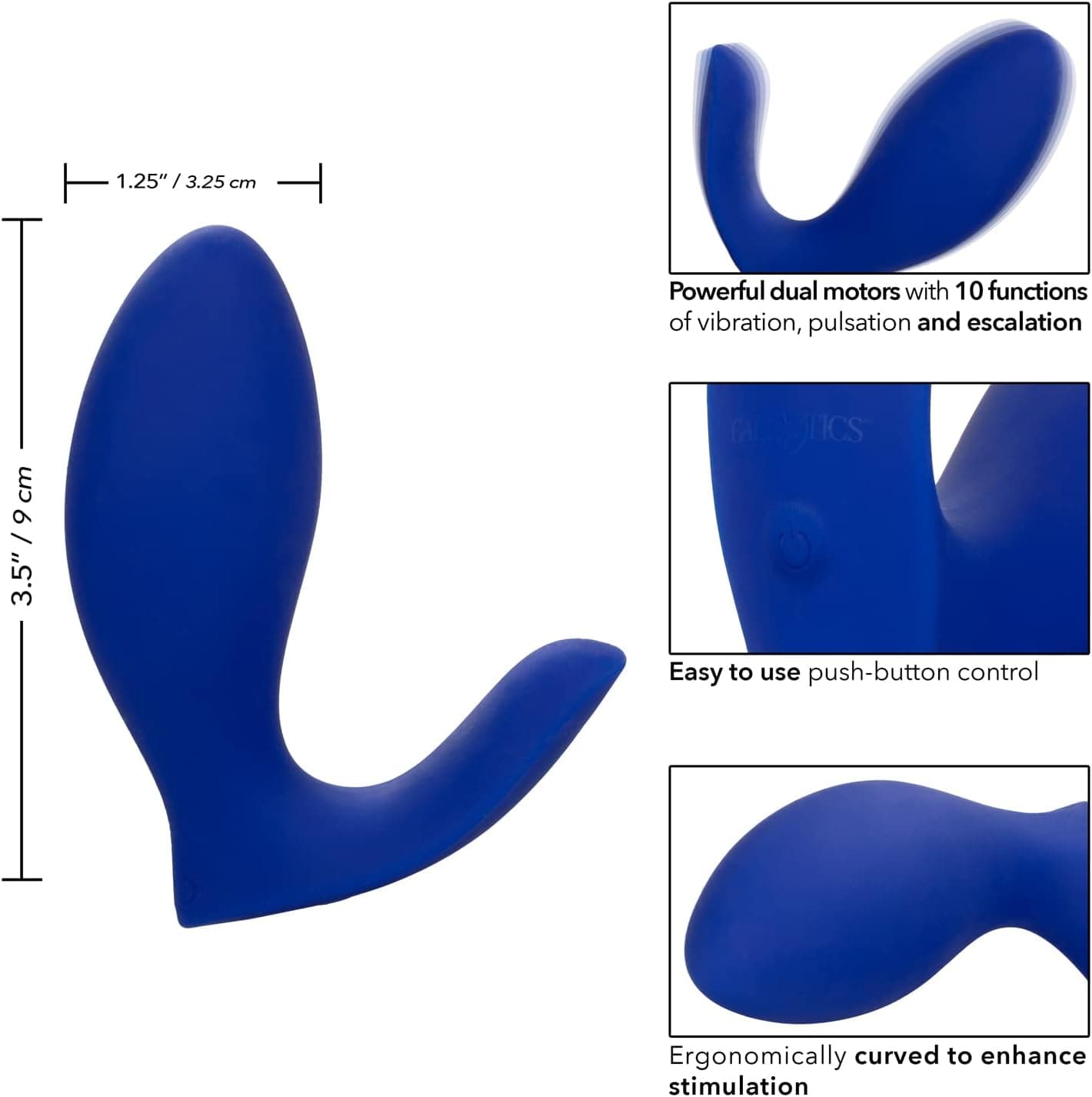 CalExotics Admiral Prostate Rimming Probe Vibratore Prostata USB Blu in prodotto Erosdom - Palmi, commercioVirtuoso.it