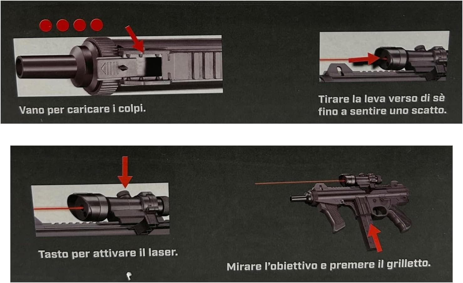 P.1238 Laser Gun Mitra Giocattolo Semi-Automatico con Puntatore Laser, Plastica, 28 cm, per Bambini 8+ in prodotto Save The Money - Rimini, commercioVirtuoso.it