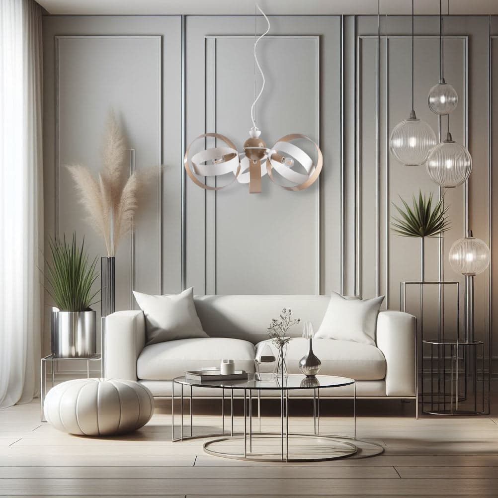 Lampadario Sospensione Metallo Verniciato Forma Astratta 3 luci E14 Valeria BiancoTortora in Lampade a sospensione Danyx - Casoria, commercioVirtuoso.it