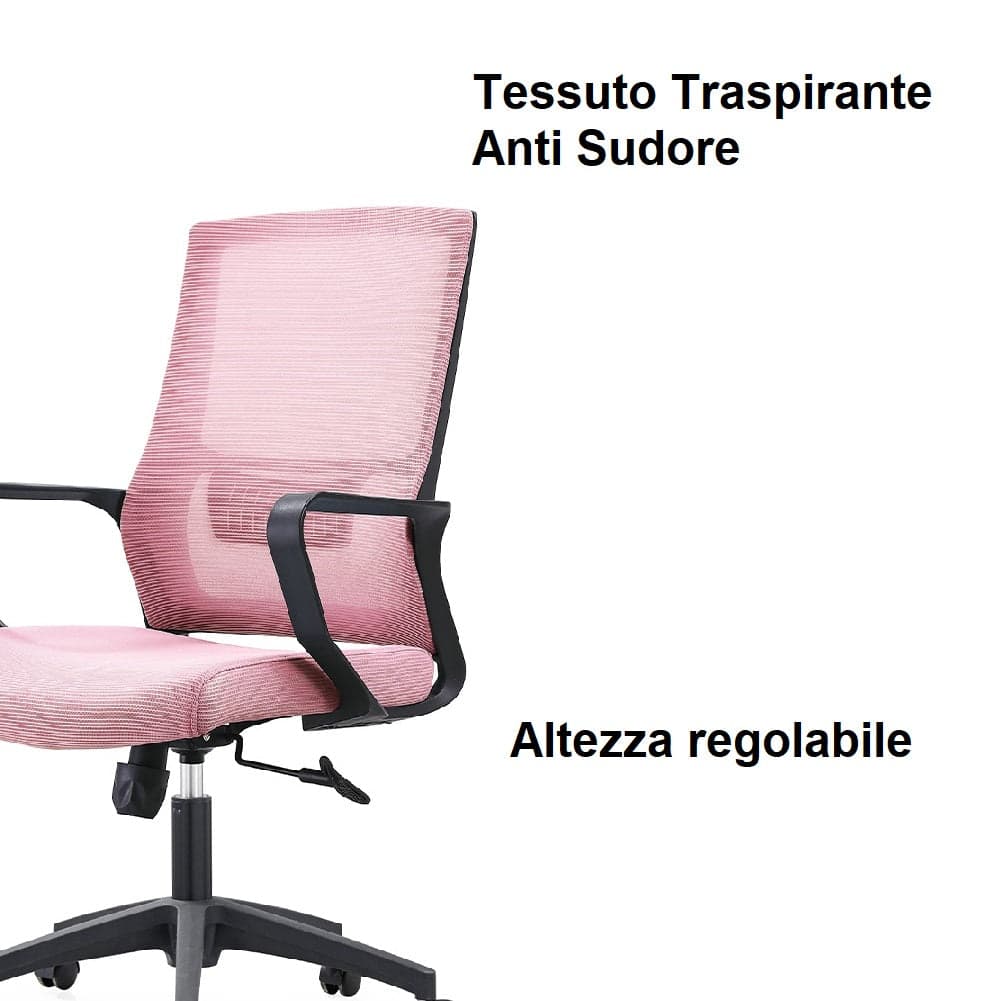 Sedia Scrivania Ufficio Protezione Lombare Traspirante Altezza Regolabile Rosa in Sedie da scrivania Danyx - Casoria, commercioVirtuoso.it