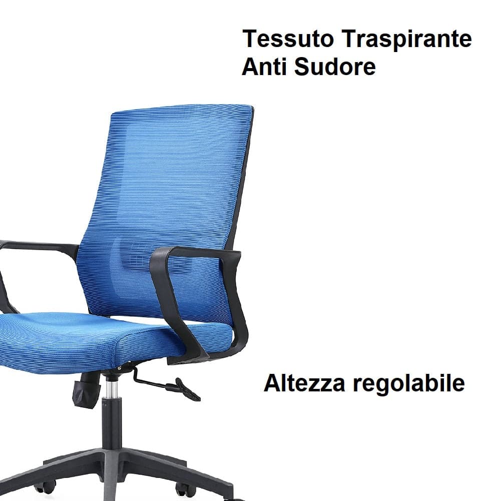 Sedia Scrivania Ufficio Protezione Lombare Traspirante Altezza Regolabile Blu in Sedie da scrivania Danyx - Casoria, commercioVirtuoso.it