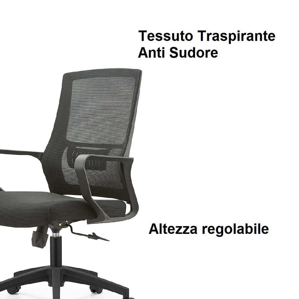 Sedia Scrivania Ufficio Protezione Lombare Traspirante Altezza Regolabile Nero in Sedie da scrivania Danyx - Casoria, commercioVirtuoso.it