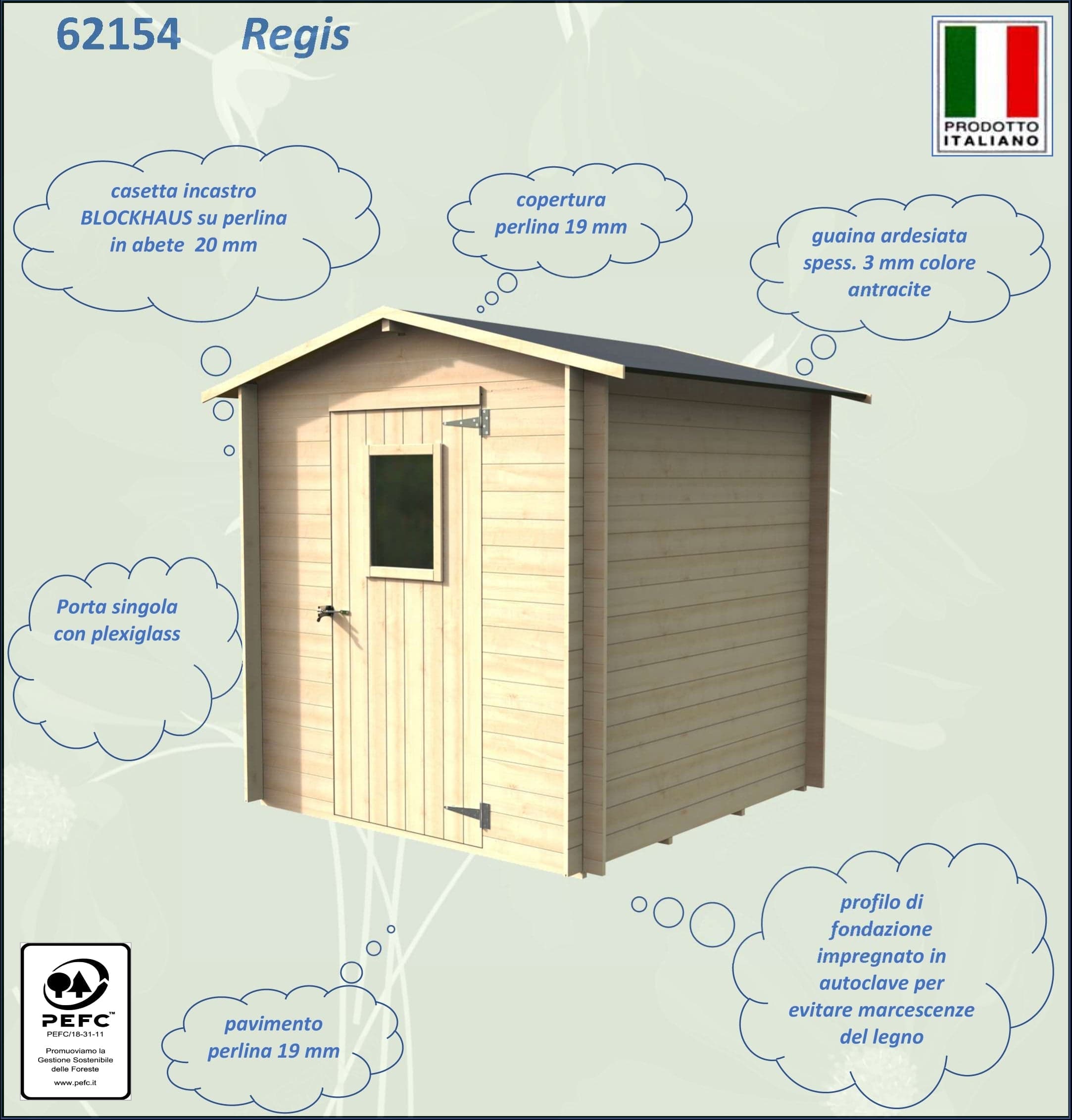 Casetta in legno con porta e finestra deposito da giardino per attrezzi "Made in Italy" 200 x 200 x h 217 cm in Capanni La Zappa - Altamura, commercioVirtuoso.it
