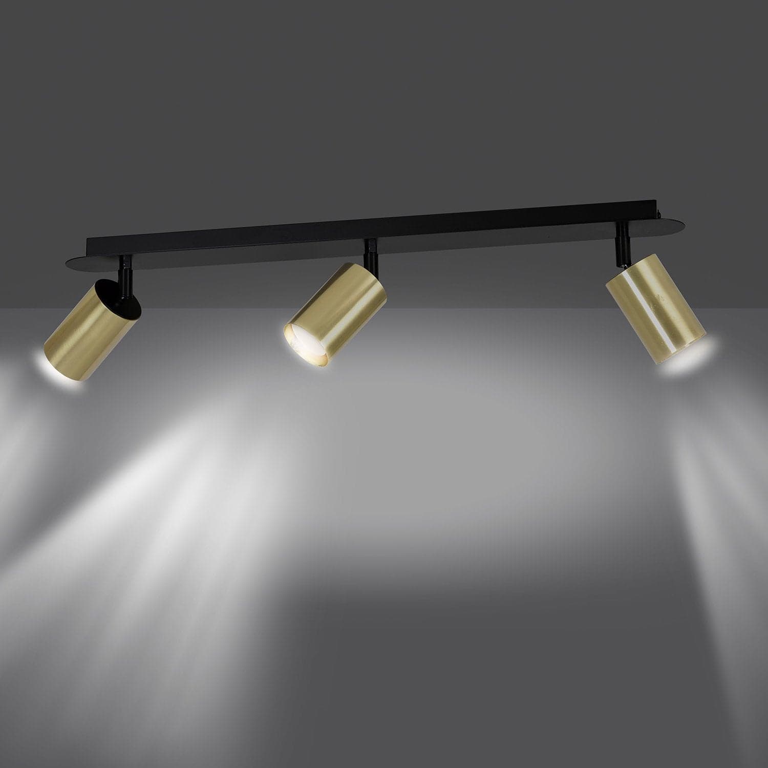 Plafoniera Spot Faretti Regolabili 3 Luci Zen A Cilindro In Acciaio Nero E Oro in Faretti da soffitto LuceArt - Montecorvino Pugliano, commercioVirtuoso.it