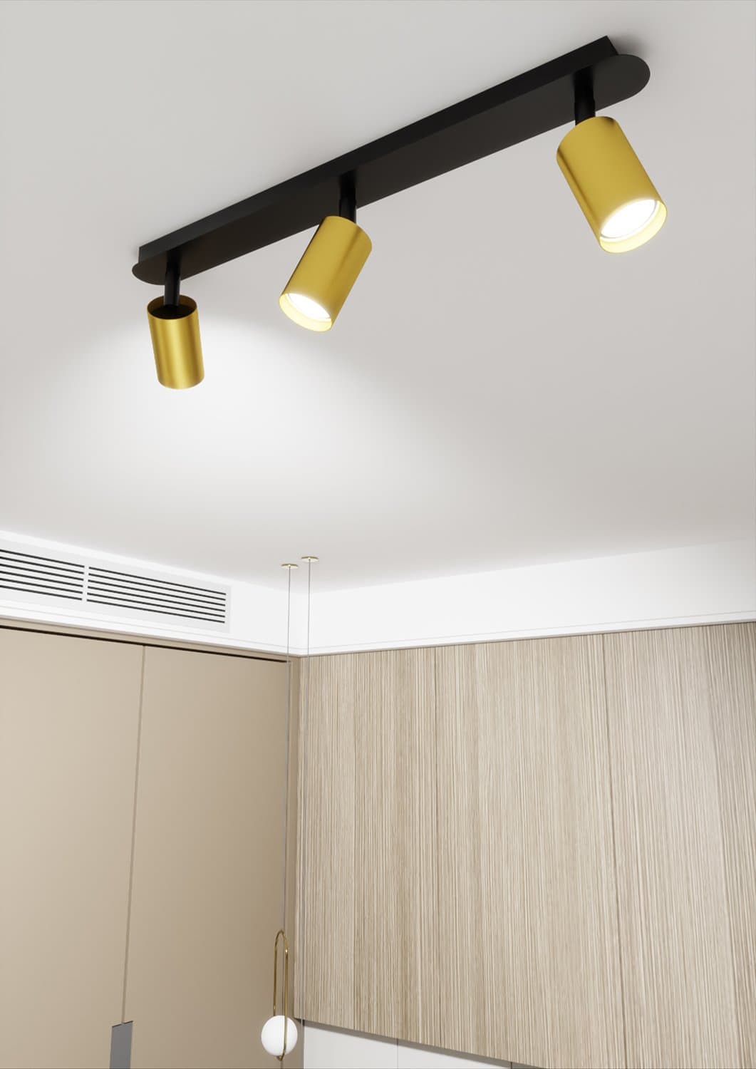 Plafoniera Spot Faretti Regolabili 3 Luci Zen A Cilindro In Acciaio Nero E Oro in Faretti da soffitto LuceArt - Montecorvino Pugliano, commercioVirtuoso.it