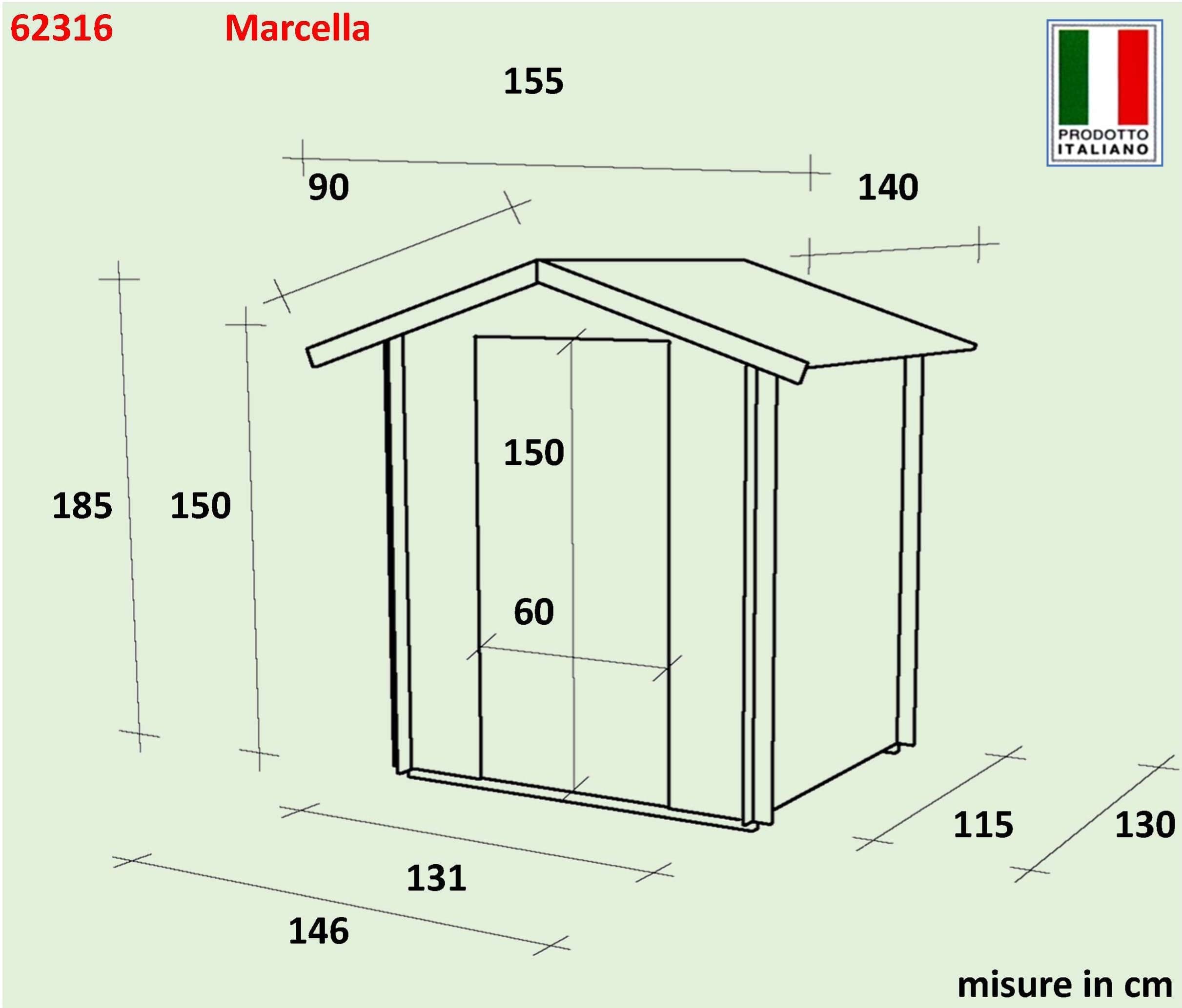 Casetta in legno con porta deposito da giardino per attrezzi "Made in Italy" 146 x 130 x h 185 cm Giardino e giardinaggio/Organizzazione esterni e alloggiamento/Capanni La Zappa - Altamura, Commerciovirtuoso.it