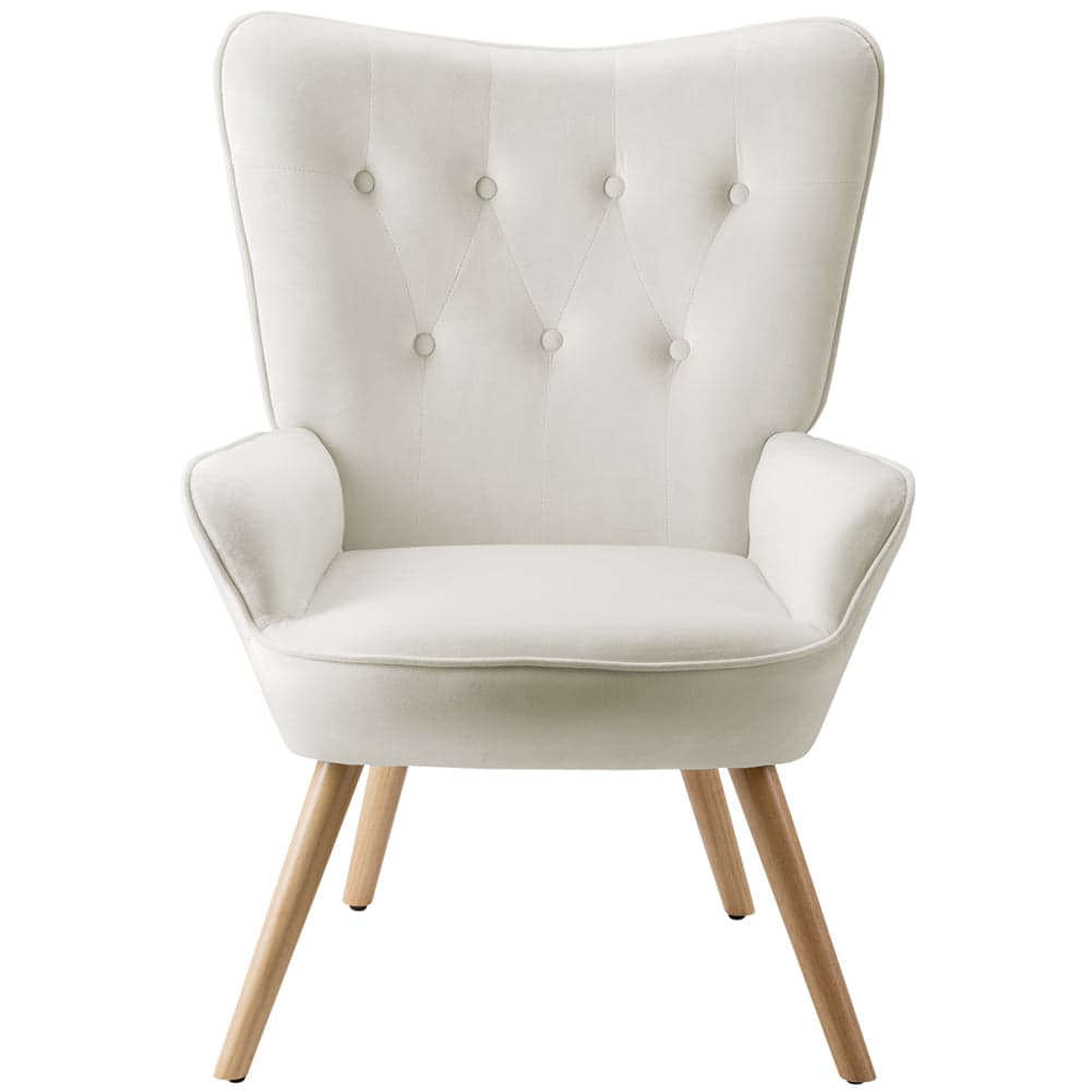 Poltrona Arredo con Sgabello Poggia Piedi Salotto Ufficio Velluto Moderno Beige in Poltrone Danyx - Casoria, commercioVirtuoso.it