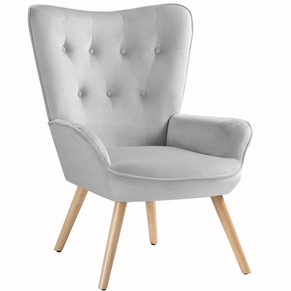 Poltrona Arredo con Sgabello Poggia Piedi Salotto Ufficio Velluto Moderno Grigio in Poltrone Danyx - Casoria, commercioVirtuoso.it
