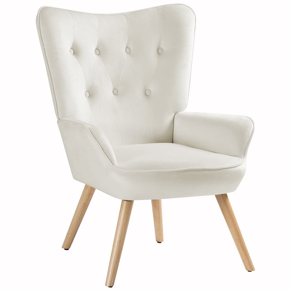Poltrona Arredo con Sgabello Poggia Piedi Salotto Ufficio Velluto Moderno Beige in Poltrone Danyx - Casoria, commercioVirtuoso.it