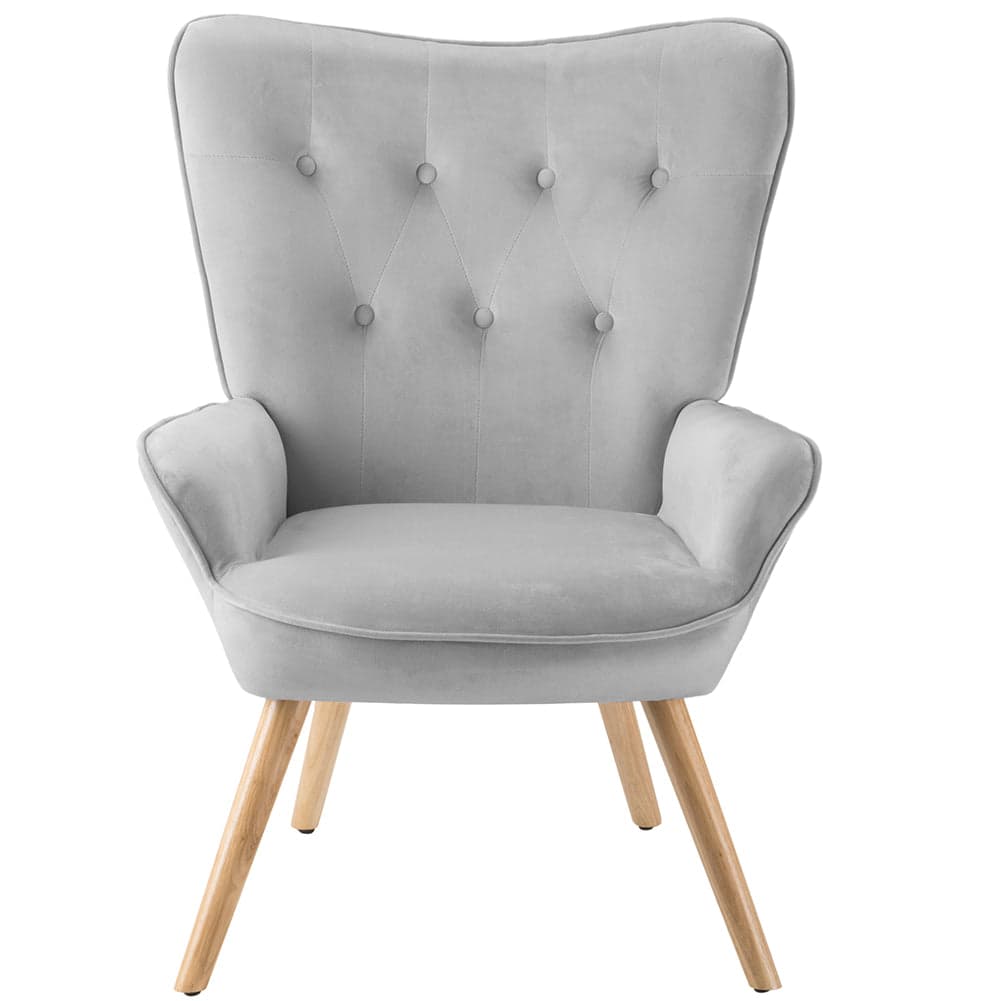 Poltrona Arredo con Sgabello Poggia Piedi Salotto Ufficio Velluto Moderno Grigio in Poltrone Danyx - Casoria, commercioVirtuoso.it