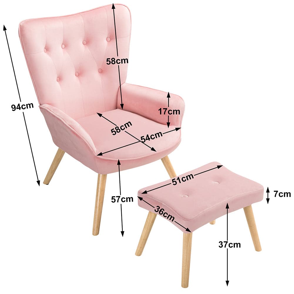 Poltrona Arredo con Sgabello Poggia Piedi Salotto Ufficio Velluto Moderno Rosa in Poltrone Danyx - Casoria, commercioVirtuoso.it