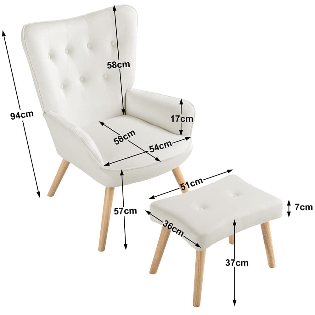 Poltrona Arredo con Sgabello Poggia Piedi Salotto Ufficio Velluto Moderno Beige in Poltrone Danyx - Casoria, commercioVirtuoso.it