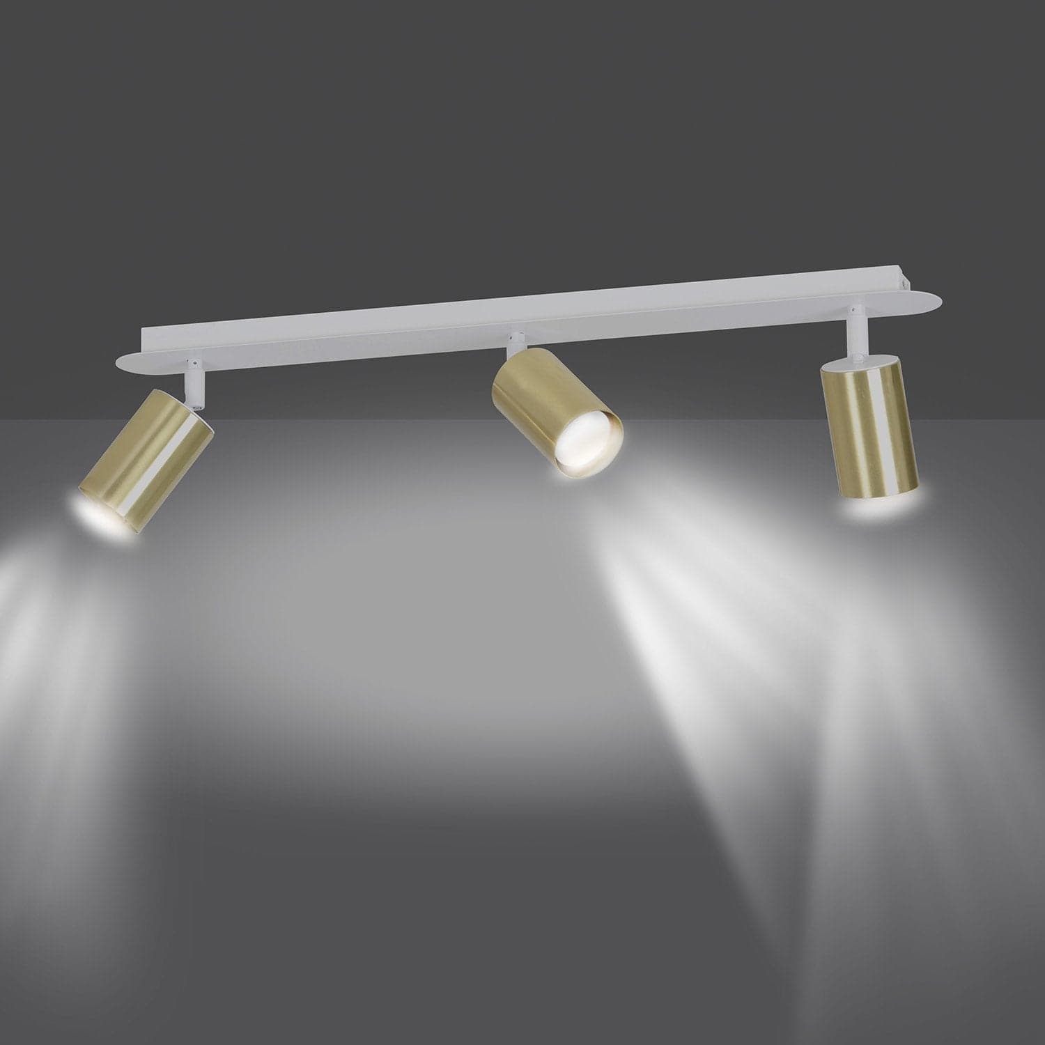 Plafoniera Spot Faretti Regolabili 3 Luci Zen A Cilindro In Acciaio Bianco E Oro in Faretti da soffitto LuceArt - Montecorvino Pugliano, commercioVirtuoso.it