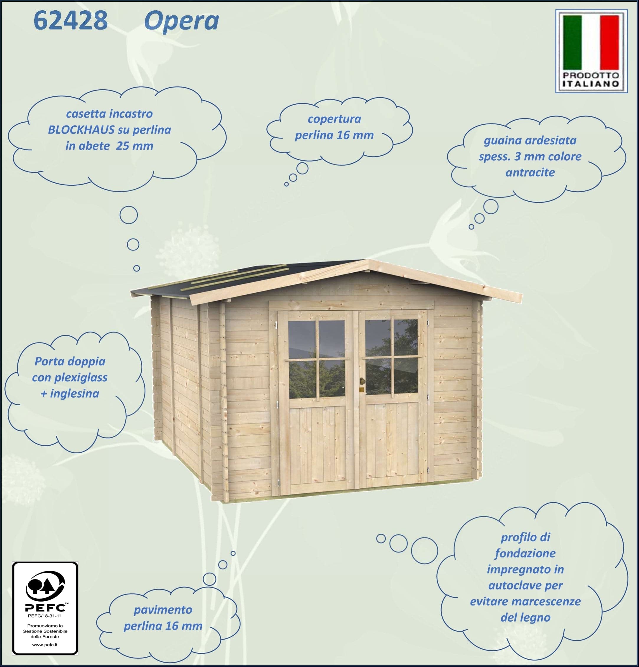 Casetta in legno con doppia porta finestrata deposito da giardino "Made in Italy" in Capanni La Zappa - Altamura, commercioVirtuoso.it