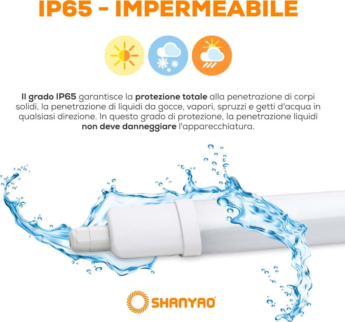 SHANYAO - PLAFONIERA STAGNA LYDIA 60 CM 20W C in Plafoniere Stockdoc - Terni, commercioVirtuoso.it